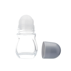 Botella de vidrio enrollable de lujo transparente con tapa de rosca de 50ml con impresión personalizada esmerilada, botella de vidrio desodorante enrollable, botella enrollable de labios de vidrio
