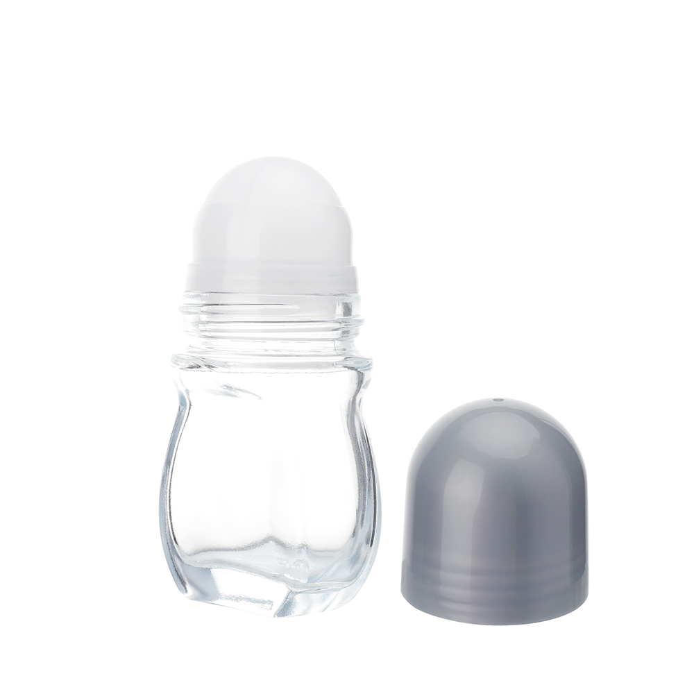 Extracto de planta, fabricación profesional, botella de desodorante enrollable de vidrio vacía, botella de vidrio desodorante vacía cosmética de 50ML