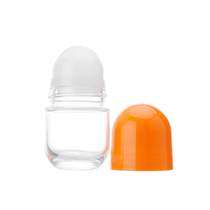 Botellas enrollables de aceite esencial de 35,2mm de diámetro de bola transparente al por mayor, botella enrollable de 50 Ml, botella de vidrio vacía enrollable