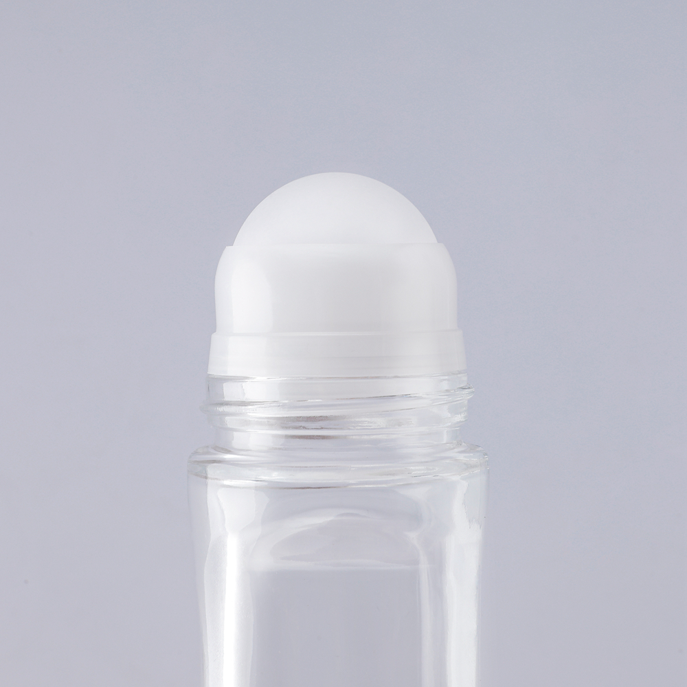 Botella enrollable de vidrio desodorante recargable de 50Ml con diámetro de bola transparente de 35mm, botella enrollable de vidrio de 50Ml, botellas de vidrio enrollables de 50Ml