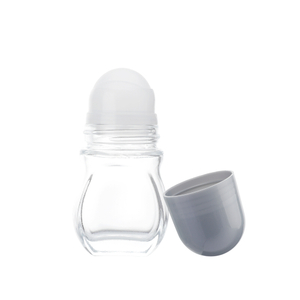Desodorante en rollo vacío antitranspirante transparente en botella de vidrio, rollo en botella de vidrio para Perfume, desodorante en rollo de vidrio de 50ml recargable